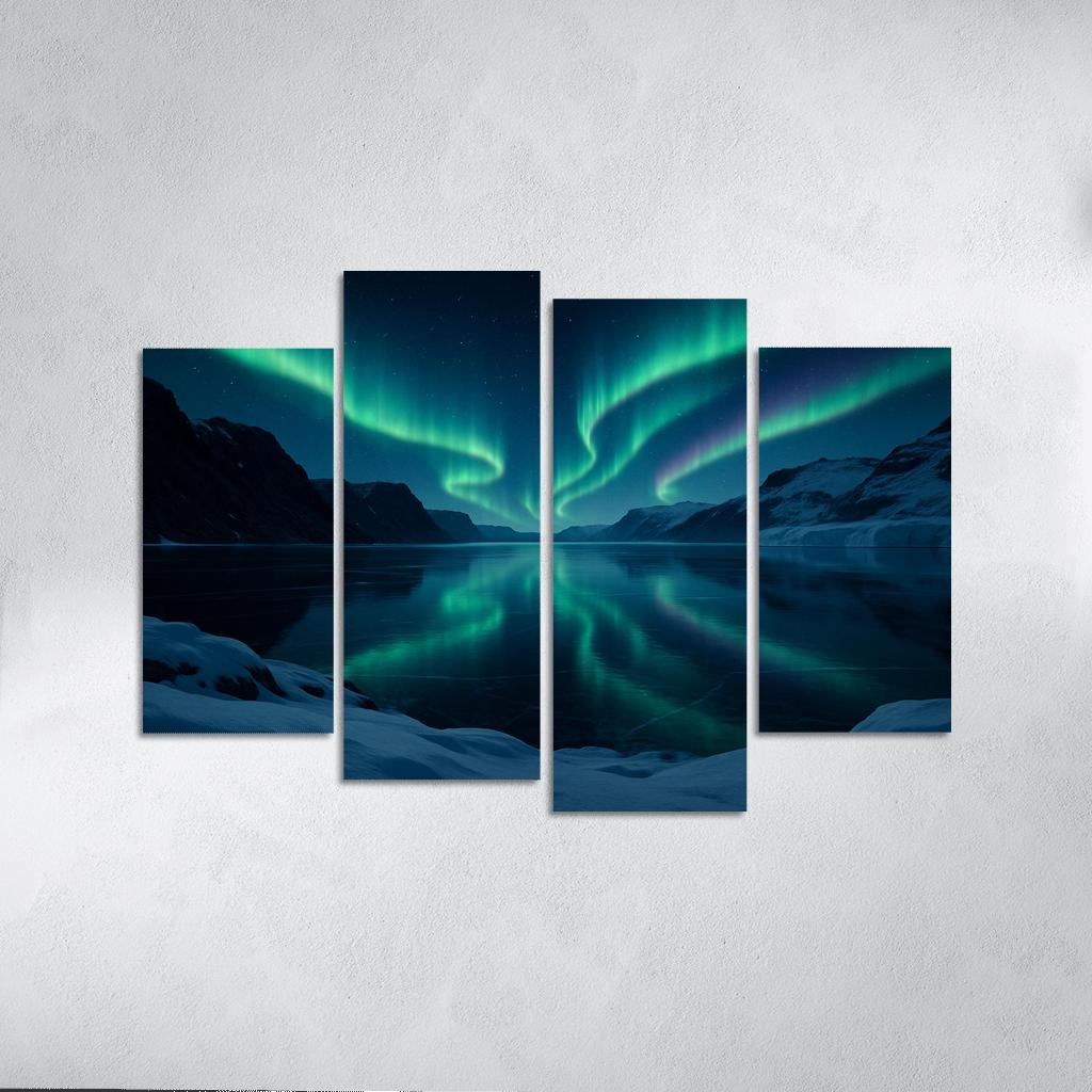Aurora Reflections On A Frozen Fjord framed paintings