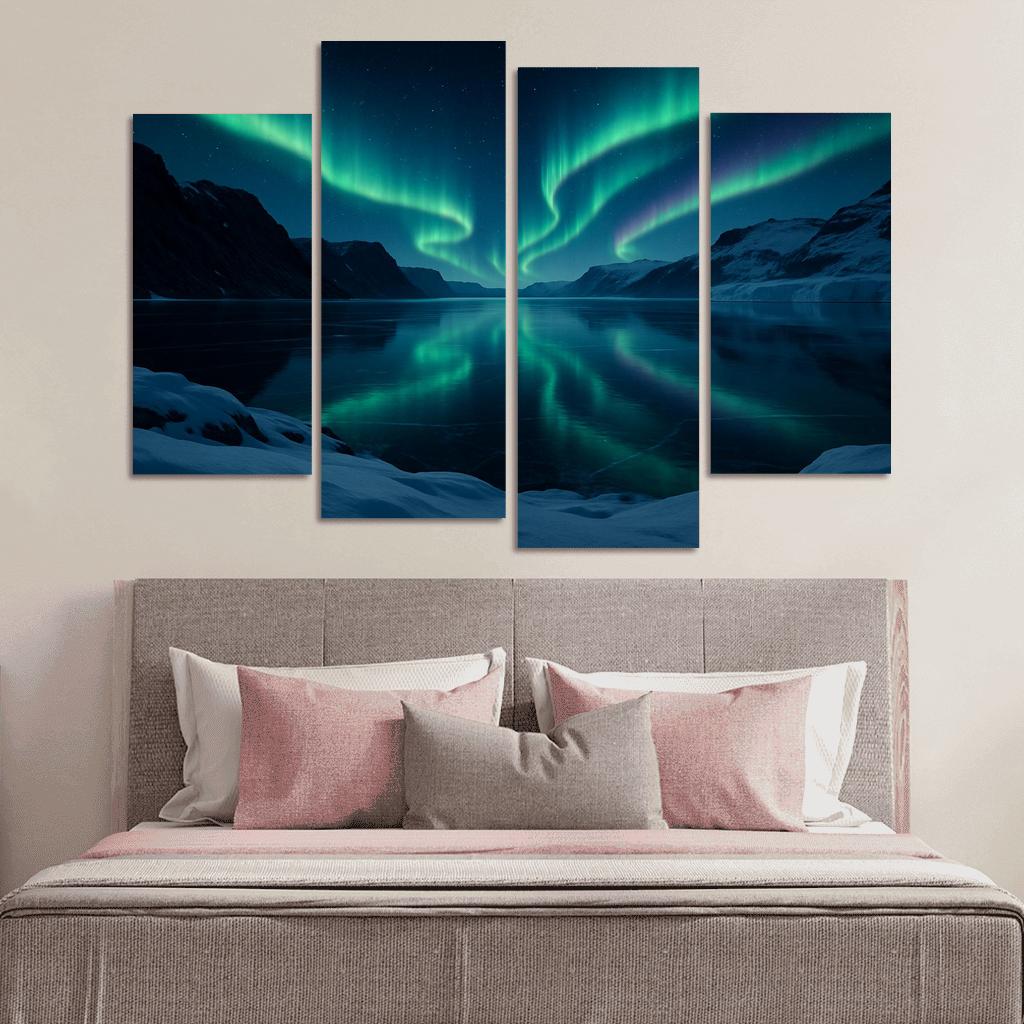 Aurora Reflections On A Frozen Fjord framed paintings