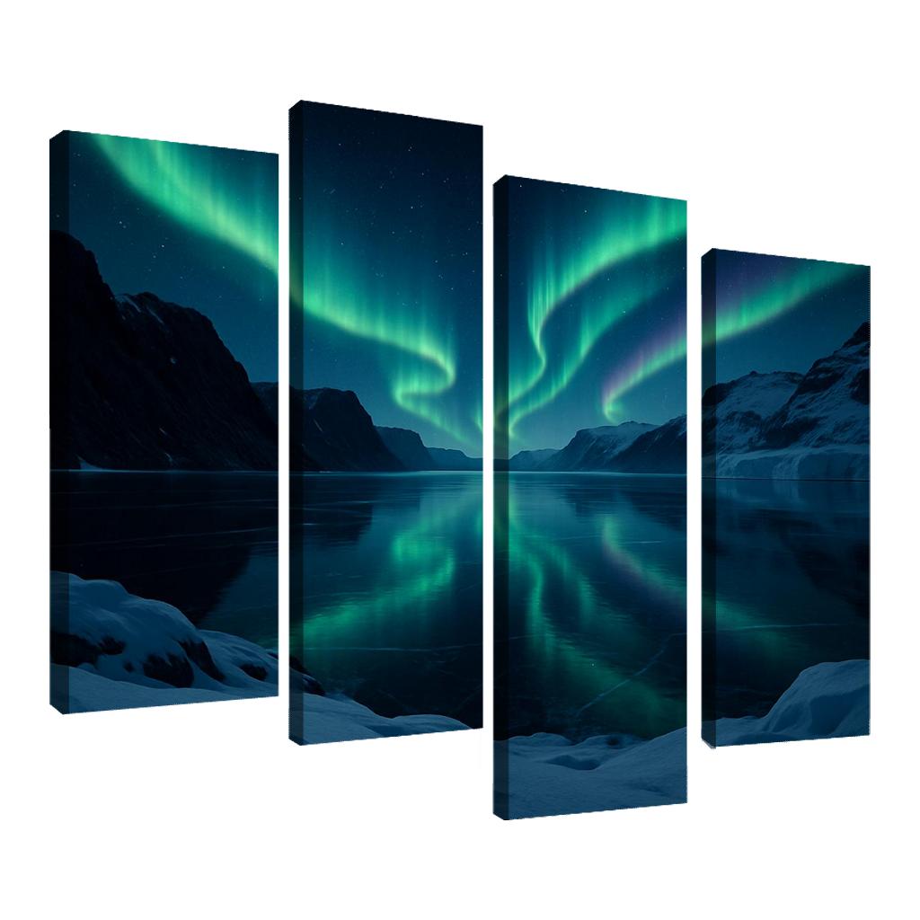 Aurora Reflections On A Frozen Fjord framed paintings