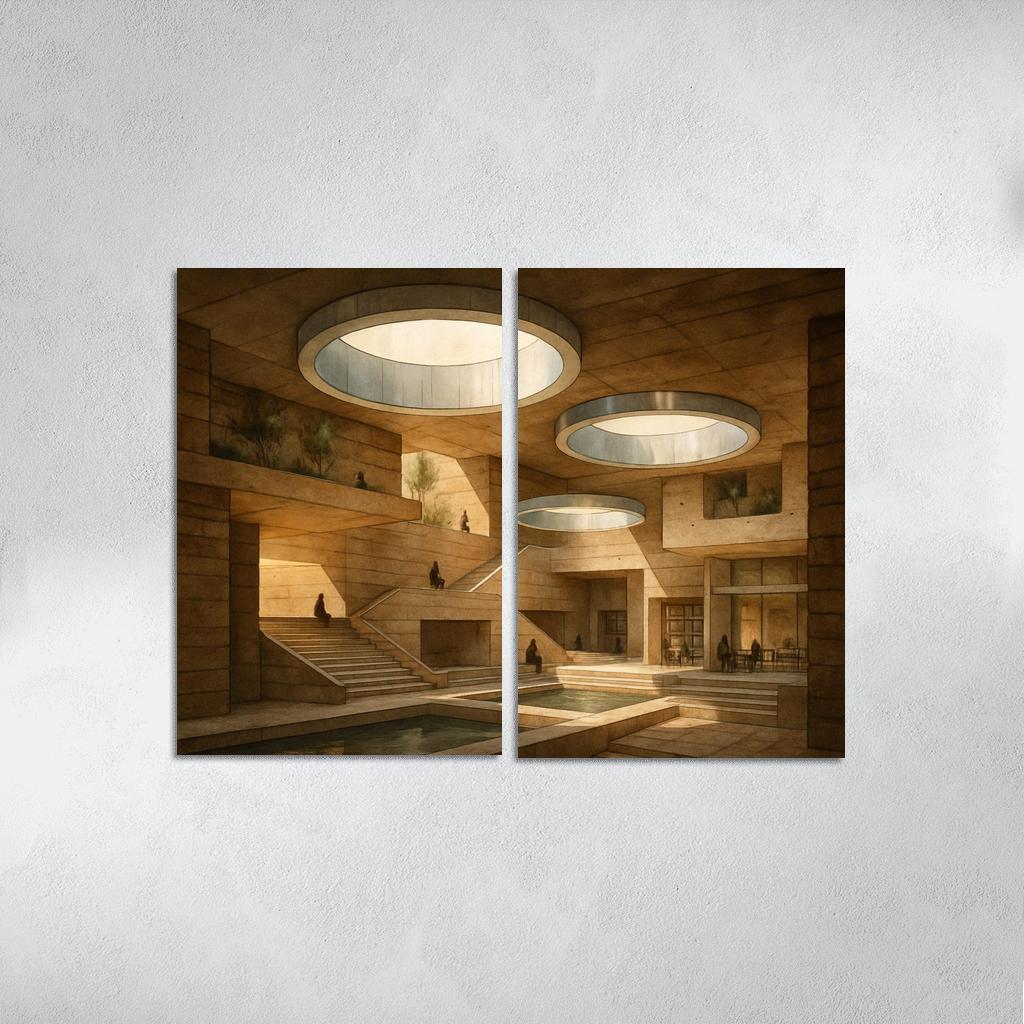 Subterranean Light Wells Civic Labyrinth abstract paintings frame