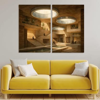 Subterranean Light Wells Civic Labyrinth abstract paintings frame