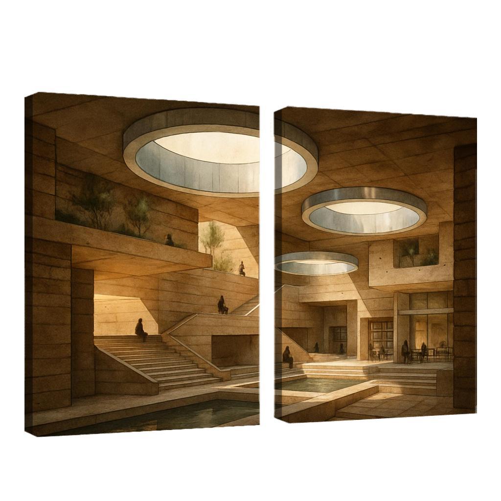 Subterranean Light Wells Civic Labyrinth abstract paintings frame