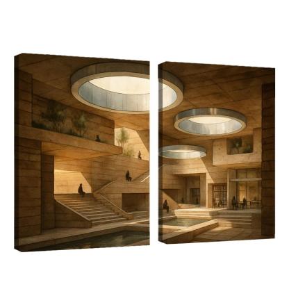 Subterranean Light Wells Civic Labyrinth abstract paintings frame