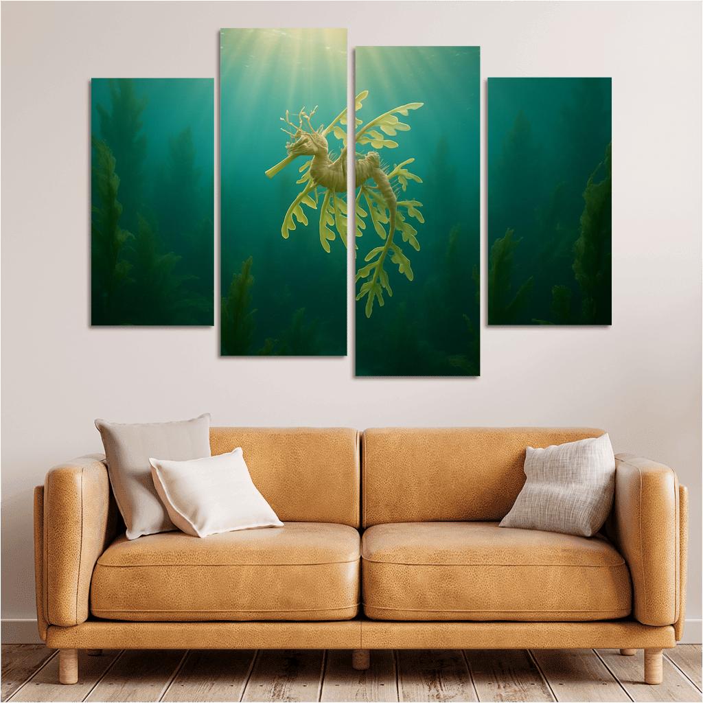The Luminous Leafy Seadragon Among Kelp Forests home decor