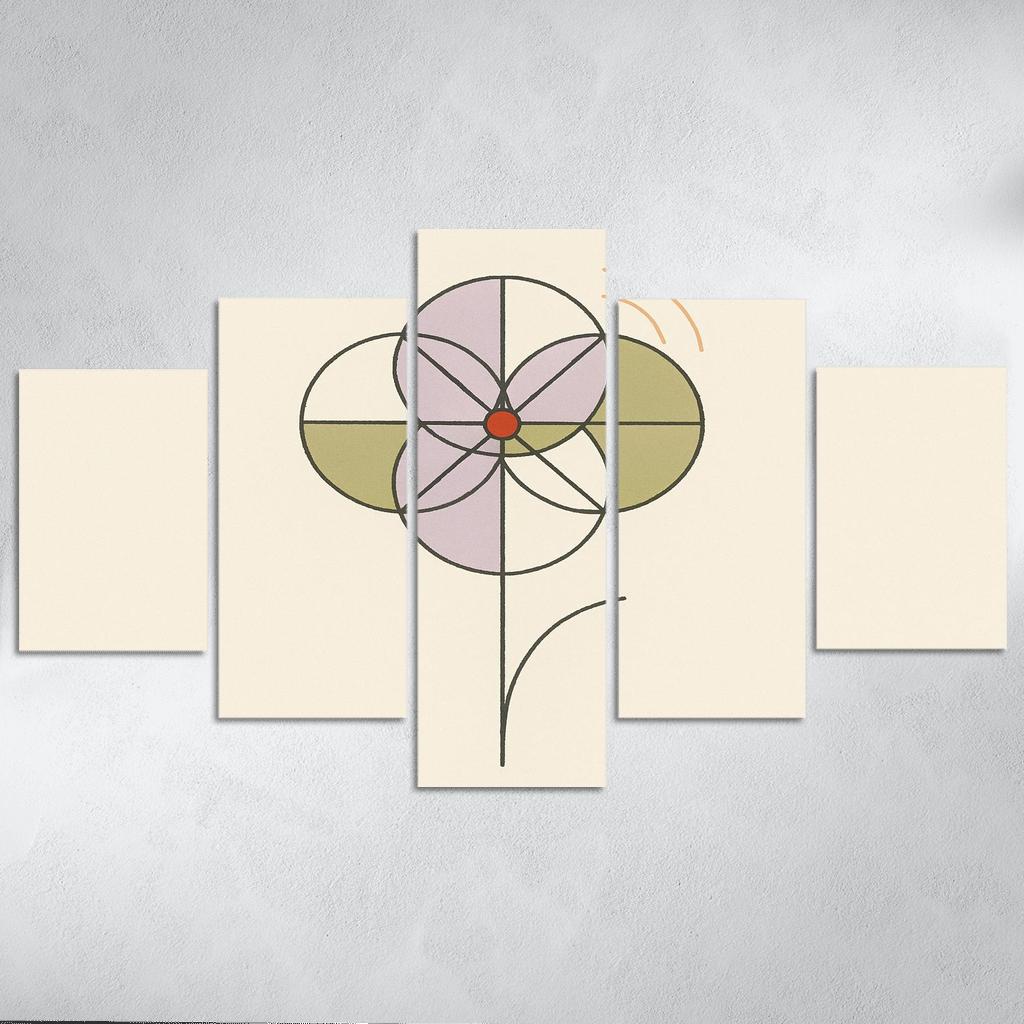 Quiet Bloom Geometry modern paintings frame