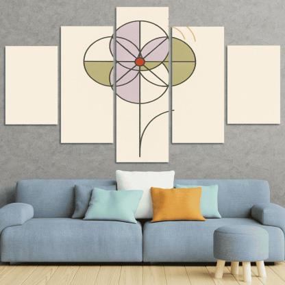 Quiet Bloom Geometry modern paintings frame