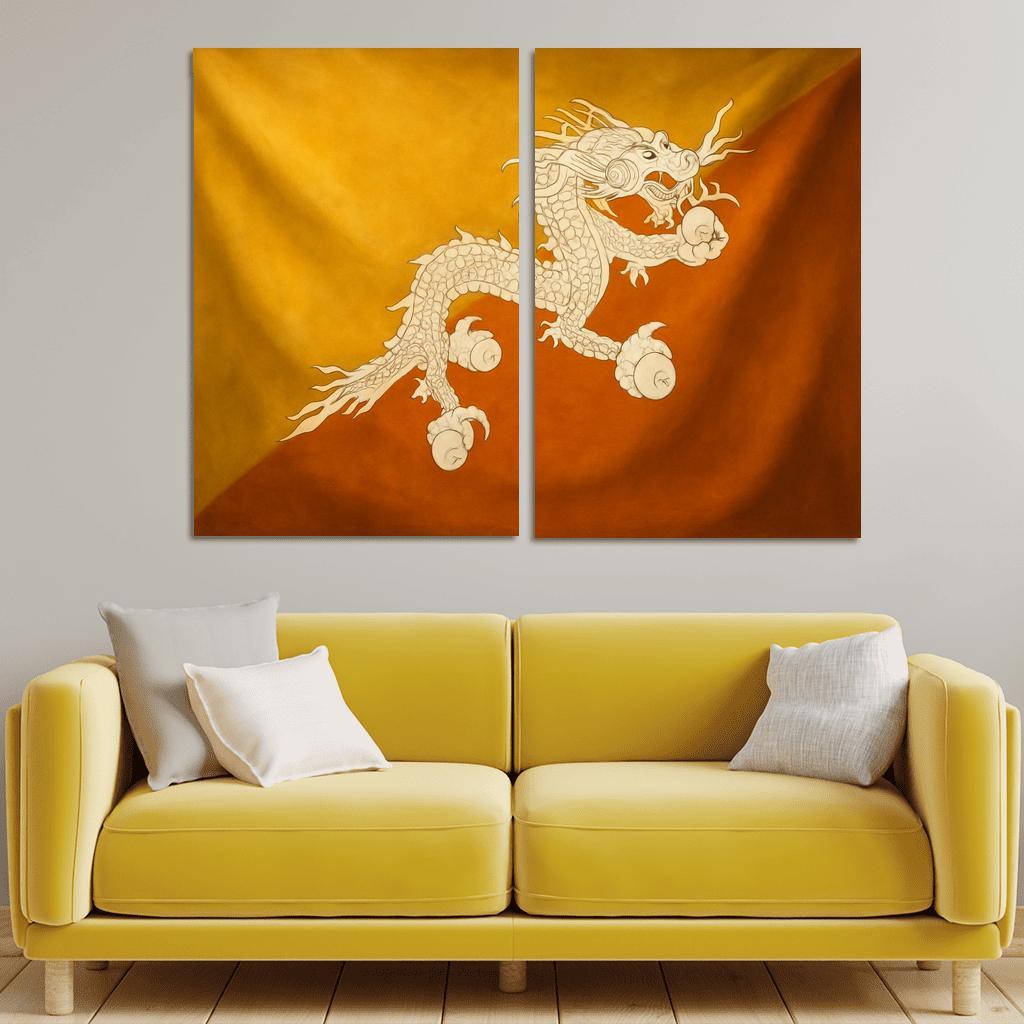 Thunder Dragon Heraldry The Flag Of Bhutan Reimagined oil paintings frame