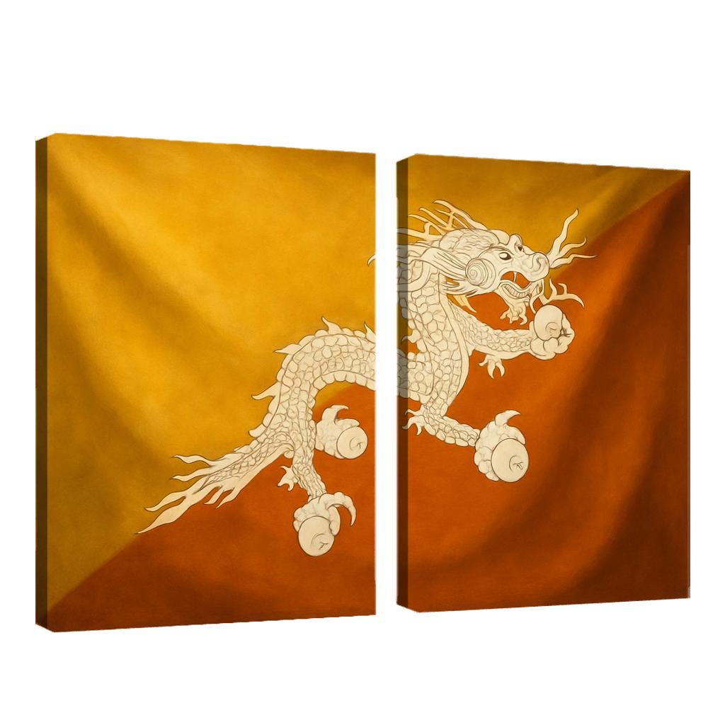 Thunder Dragon Heraldry The Flag Of Bhutan Reimagined oil paintings frame