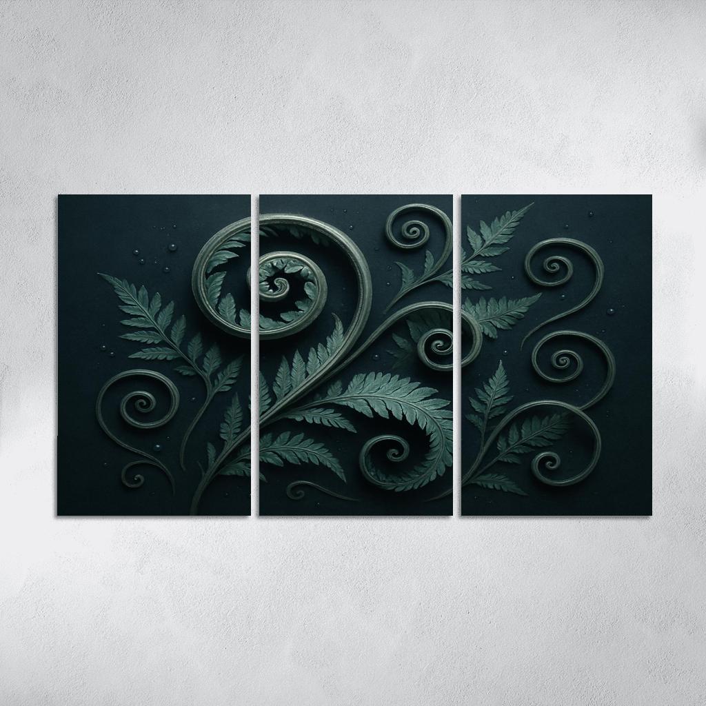 Moonlit Fern Scrollwork And Silver Dew wall decor