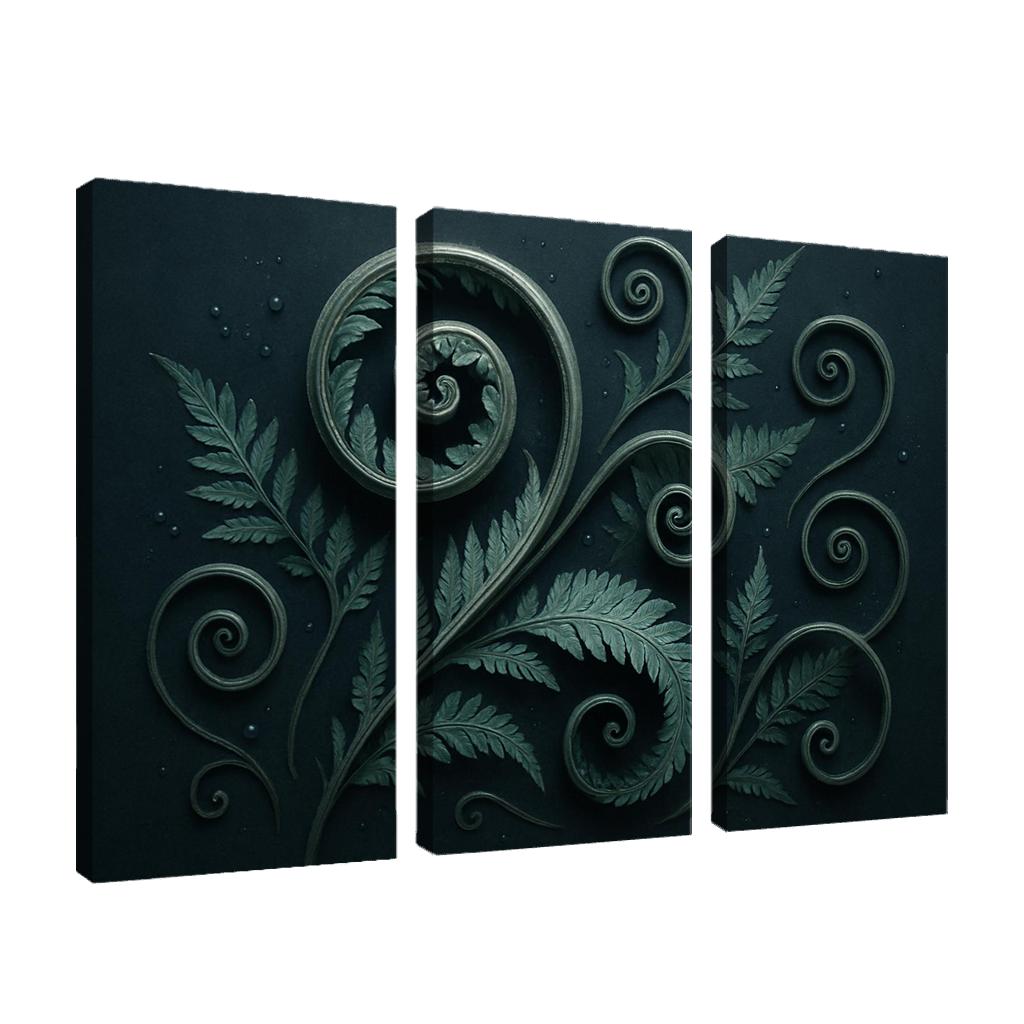 Moonlit Fern Scrollwork And Silver Dew wall decor