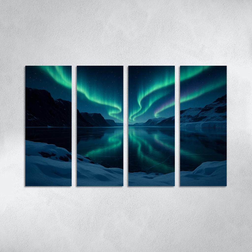 Aurora Reflections On A Frozen Fjord framed paintings