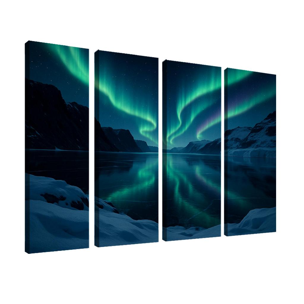 Aurora Reflections On A Frozen Fjord framed paintings