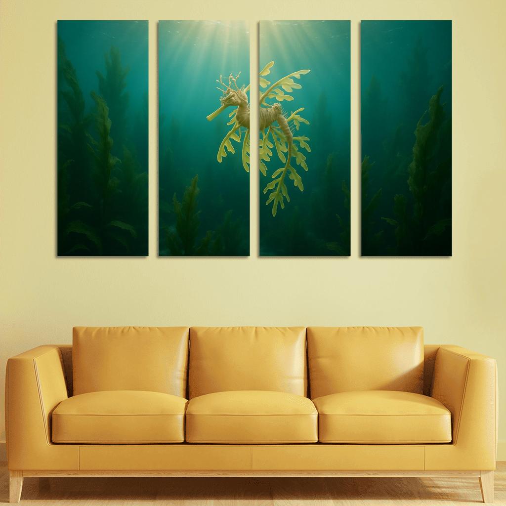 The Luminous Leafy Seadragon Among Kelp Forests home decor