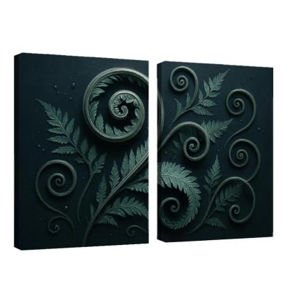 Moonlit Fern Scrollwork And Silver Dew wall decor