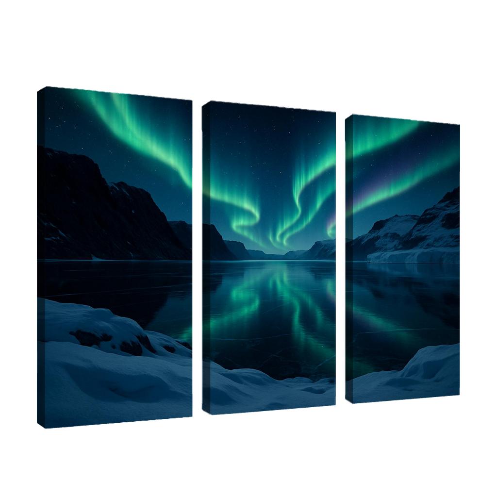 Aurora Reflections On A Frozen Fjord framed paintings