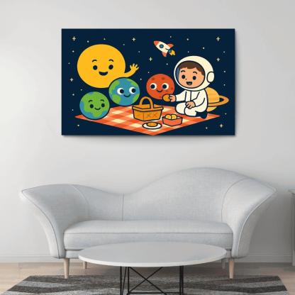 Solar System Picnic With Planet Friends custom paintings frame