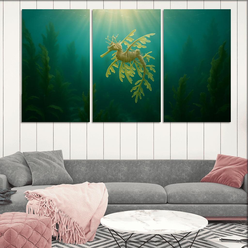 The Luminous Leafy Seadragon Among Kelp Forests home decor