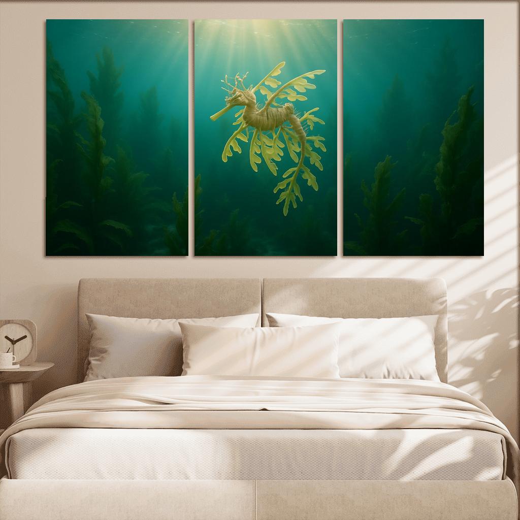 The Luminous Leafy Seadragon Among Kelp Forests home decor