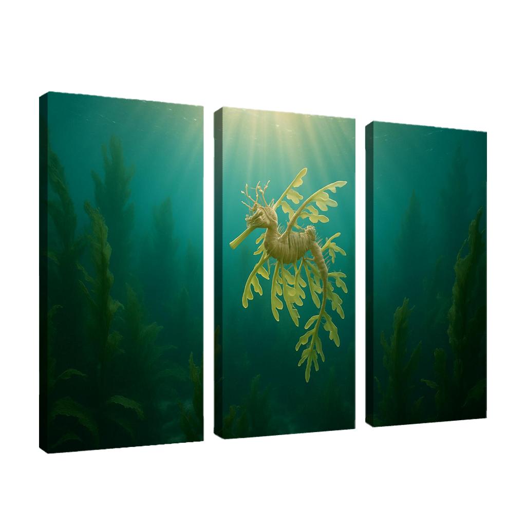 The Luminous Leafy Seadragon Among Kelp Forests home decor