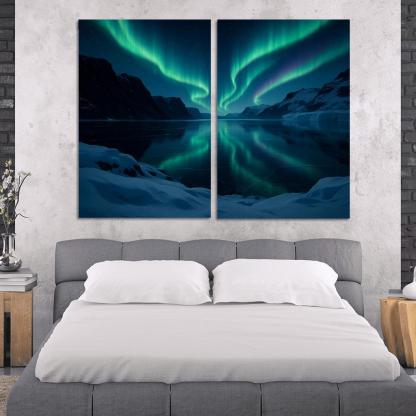 Aurora Reflections On A Frozen Fjord framed paintings