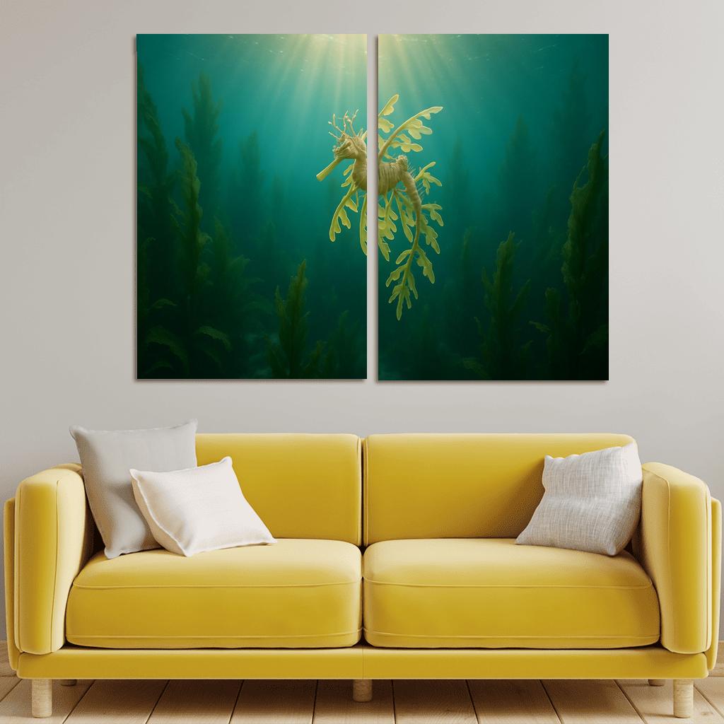 The Luminous Leafy Seadragon Among Kelp Forests home decor