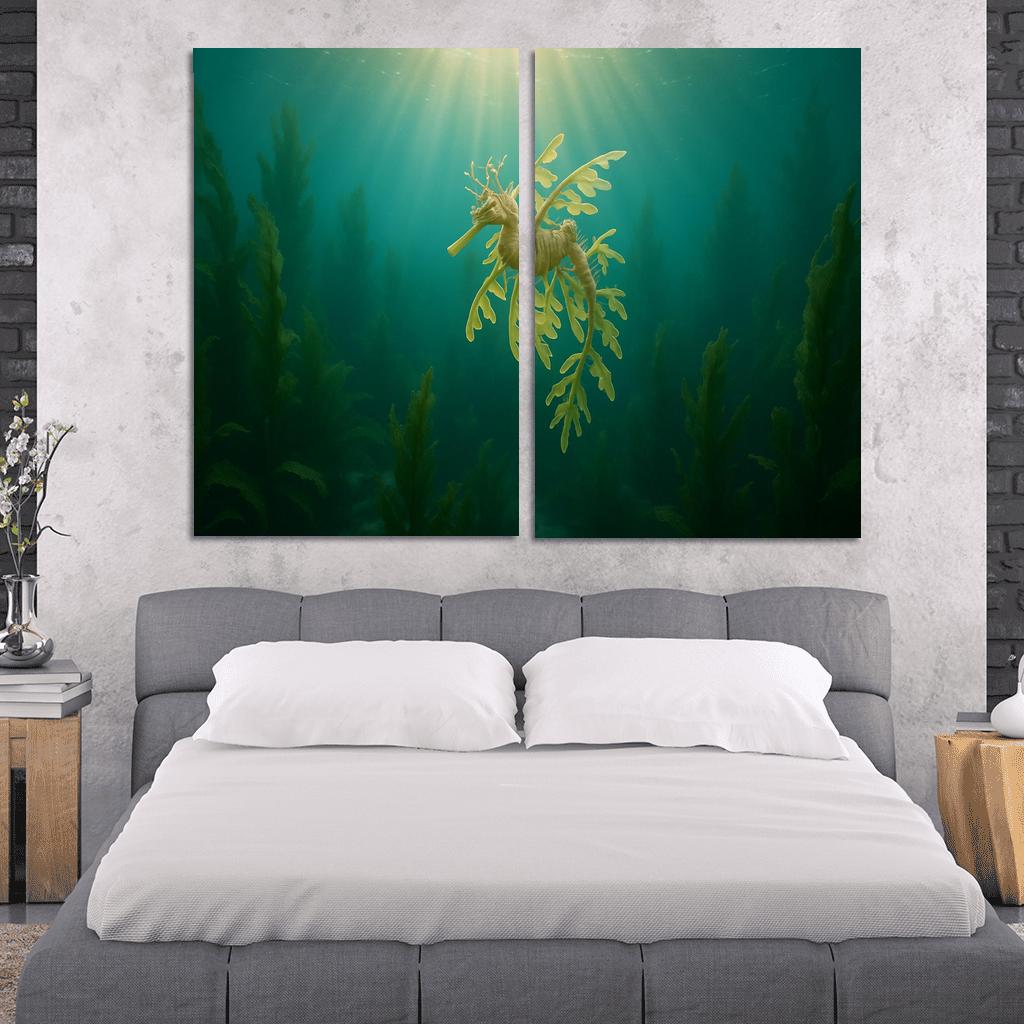 The Luminous Leafy Seadragon Among Kelp Forests home decor
