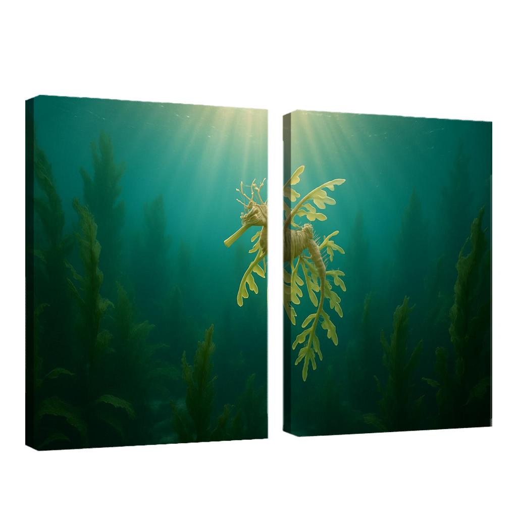 The Luminous Leafy Seadragon Among Kelp Forests home decor