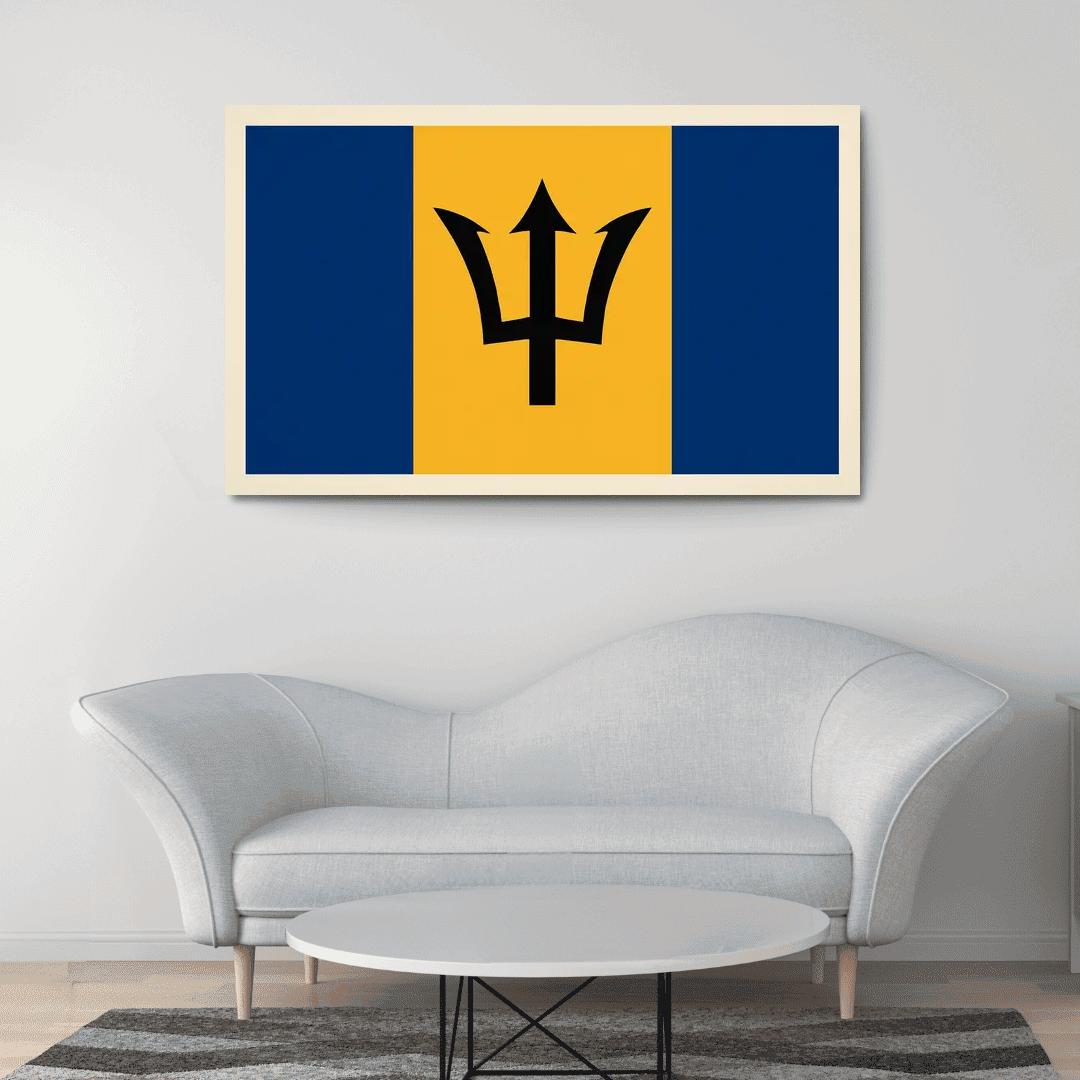 Broken Trident Modern Symbolism Inspired By The Flag Of Barbados oil paintings frame