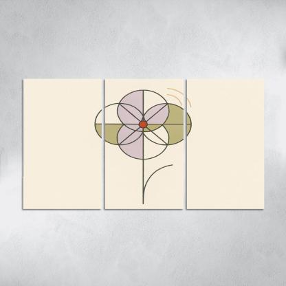 Quiet Bloom Geometry modern paintings frame