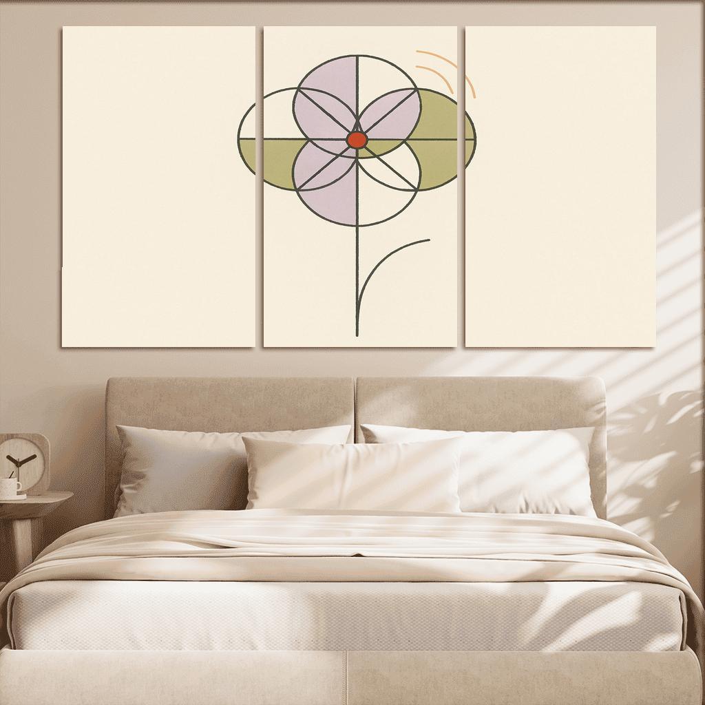Quiet Bloom Geometry modern paintings frame