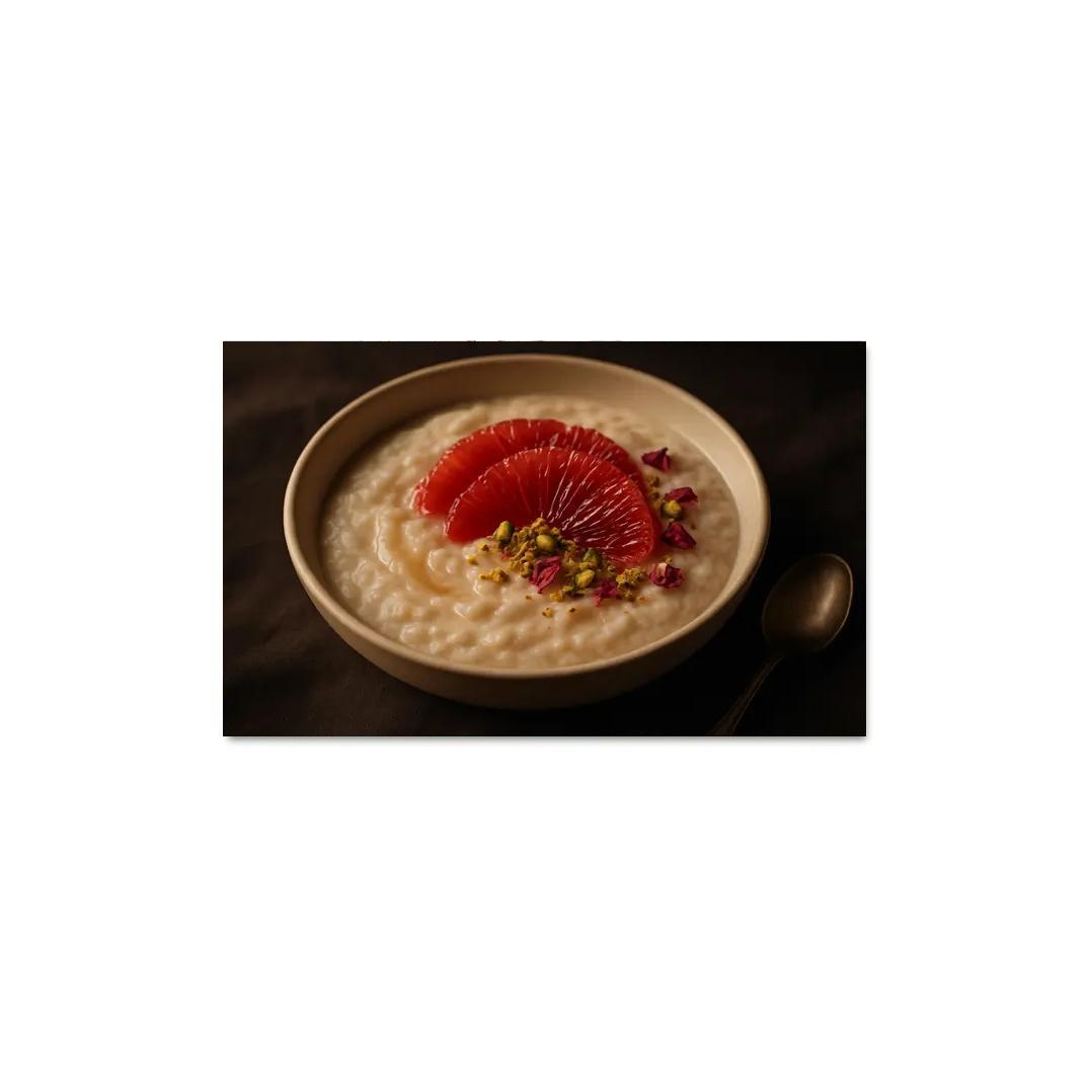 Rose Cardamom Rice Pudding With Pistachio Crunch And Blood Orange premium artwork frames