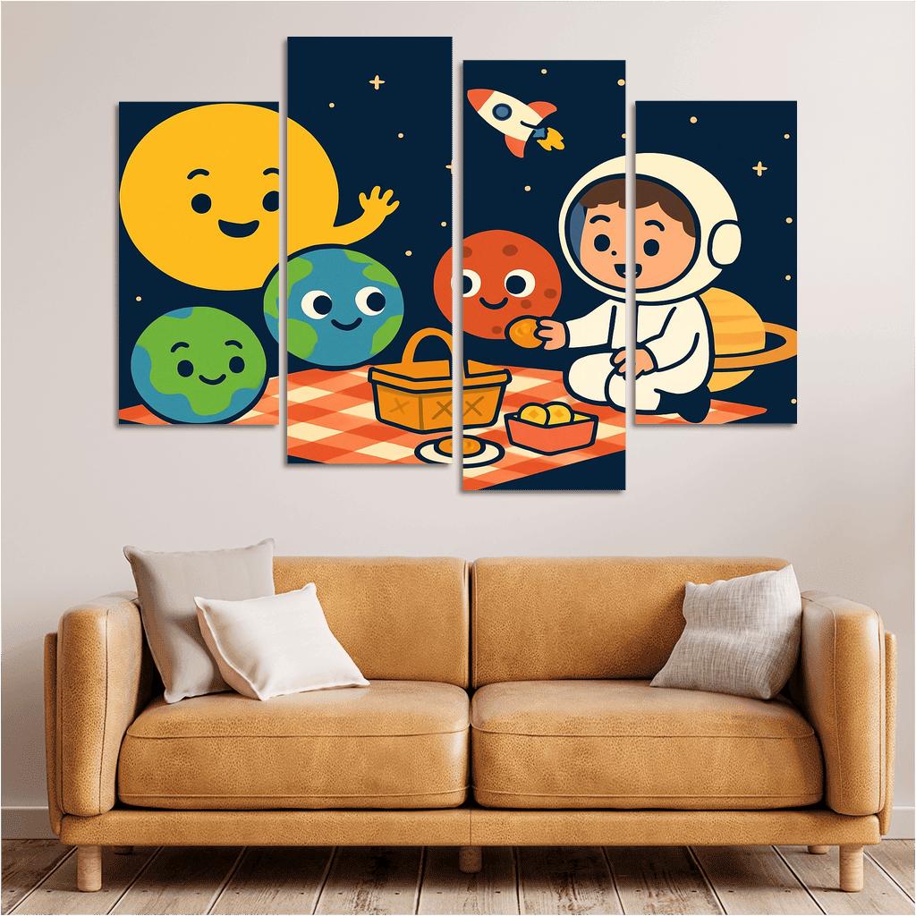 Solar System Picnic With Planet Friends custom paintings frame