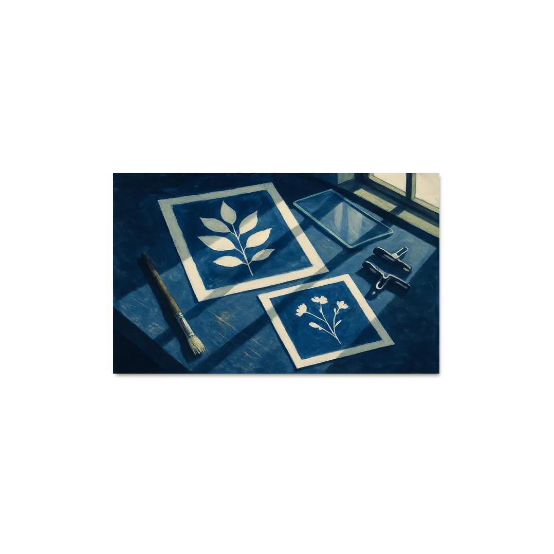 Botanical Cyanotype Printmaking With Foraged Shapes multi-panel paintings