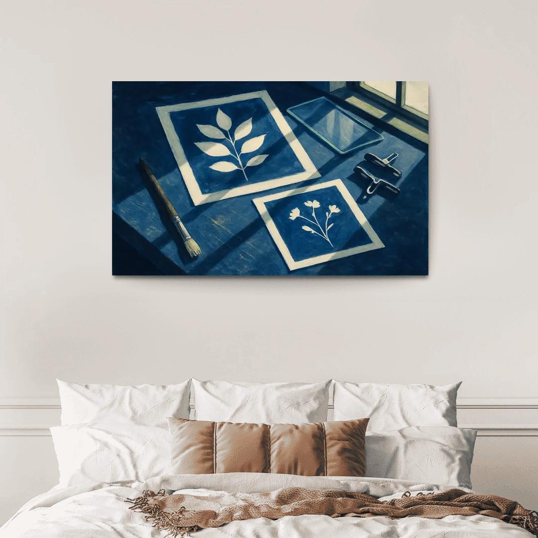Botanical Cyanotype Printmaking With Foraged Shapes multi-panel paintings