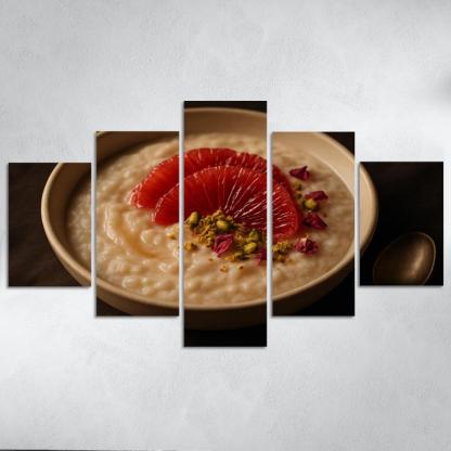 Rose Cardamom Rice Pudding With Pistachio Crunch And Blood Orange premium artwork frames