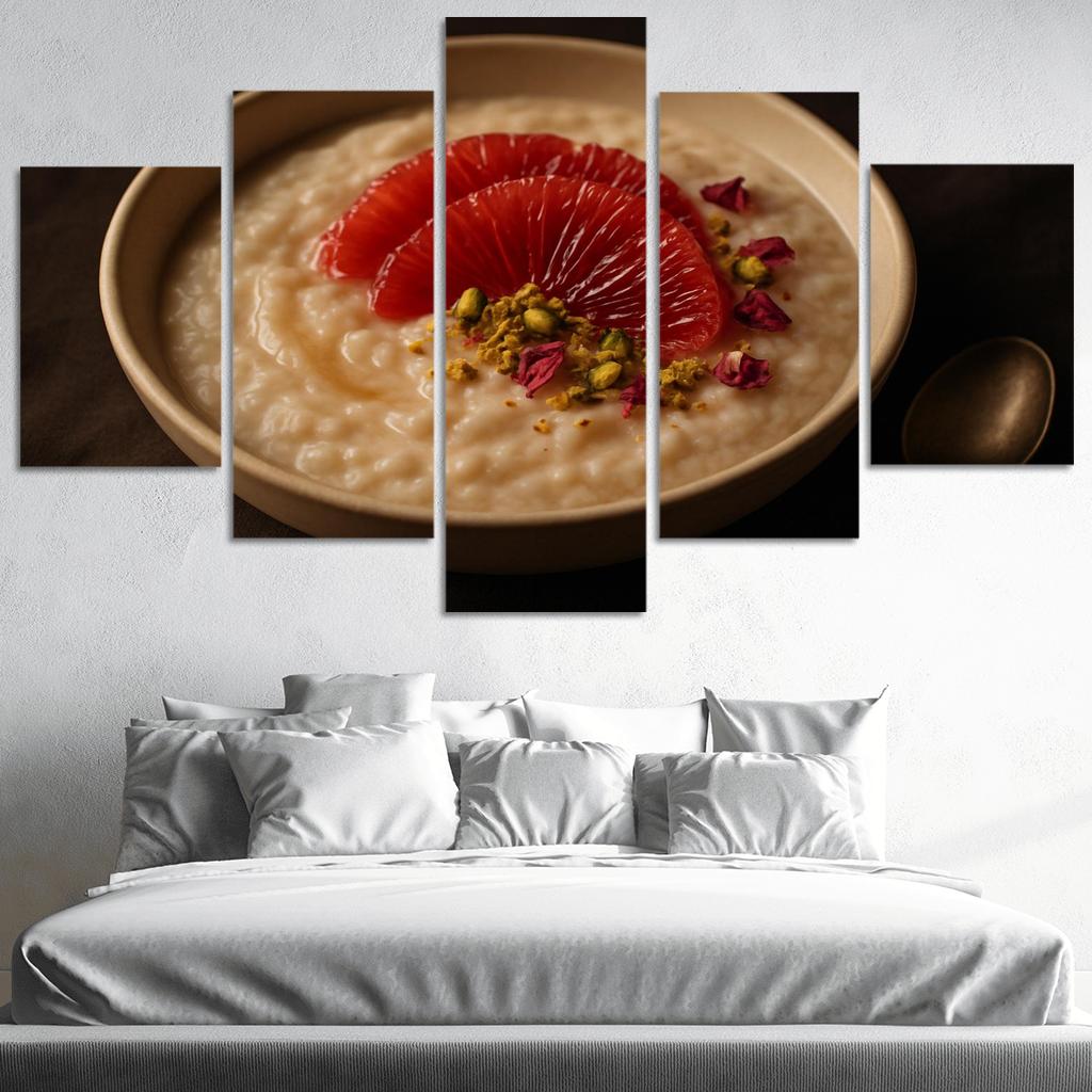 Rose Cardamom Rice Pudding With Pistachio Crunch And Blood Orange premium artwork frames