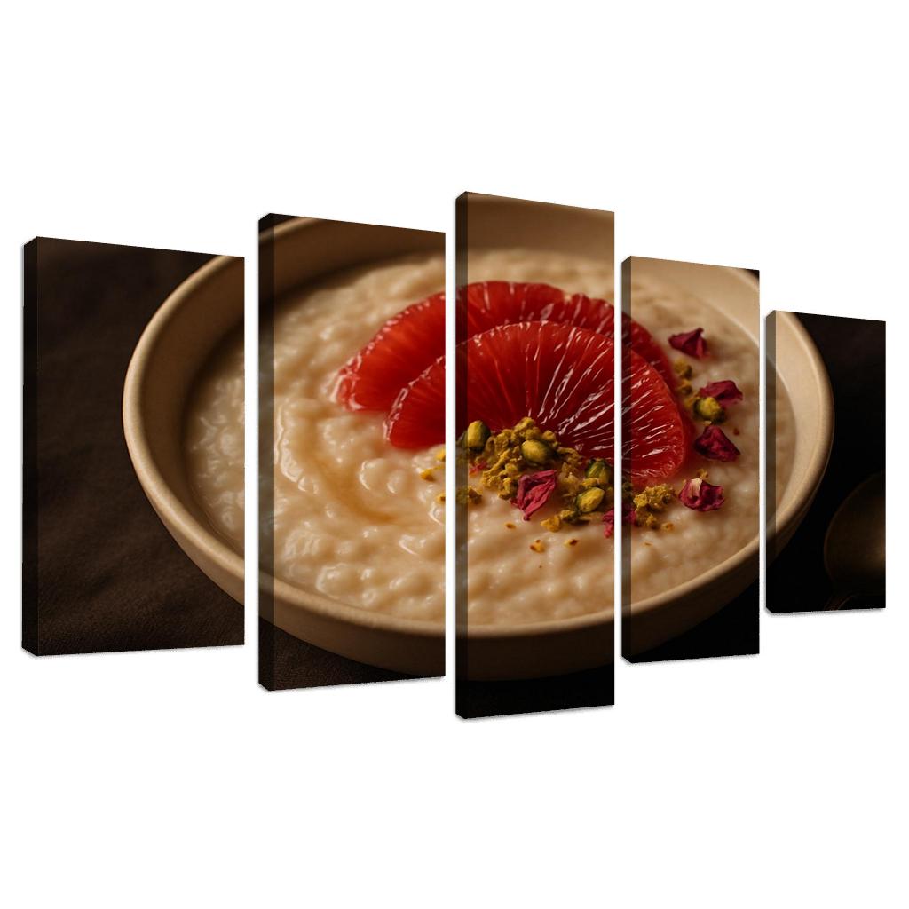 Rose Cardamom Rice Pudding With Pistachio Crunch And Blood Orange premium artwork frames