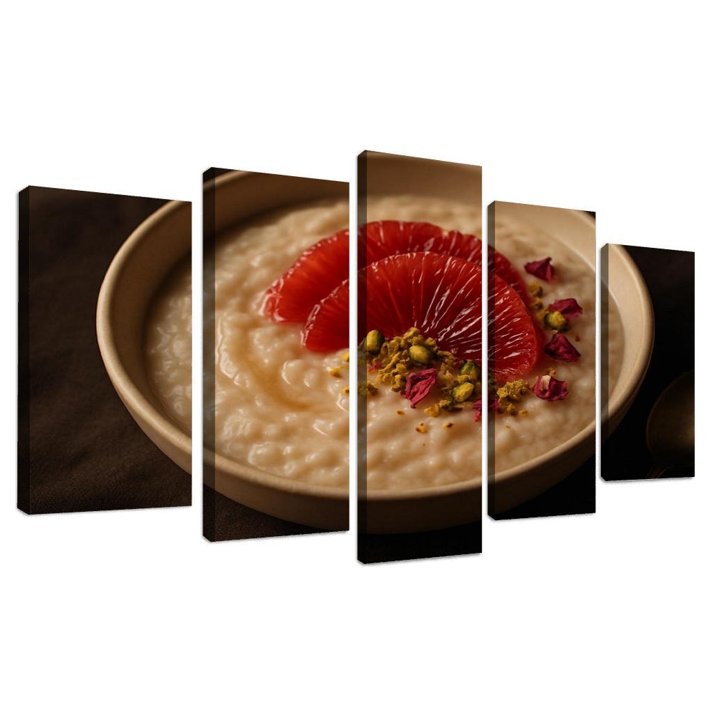 Rose Cardamom Rice Pudding With Pistachio Crunch And Blood Orange premium artwork frames