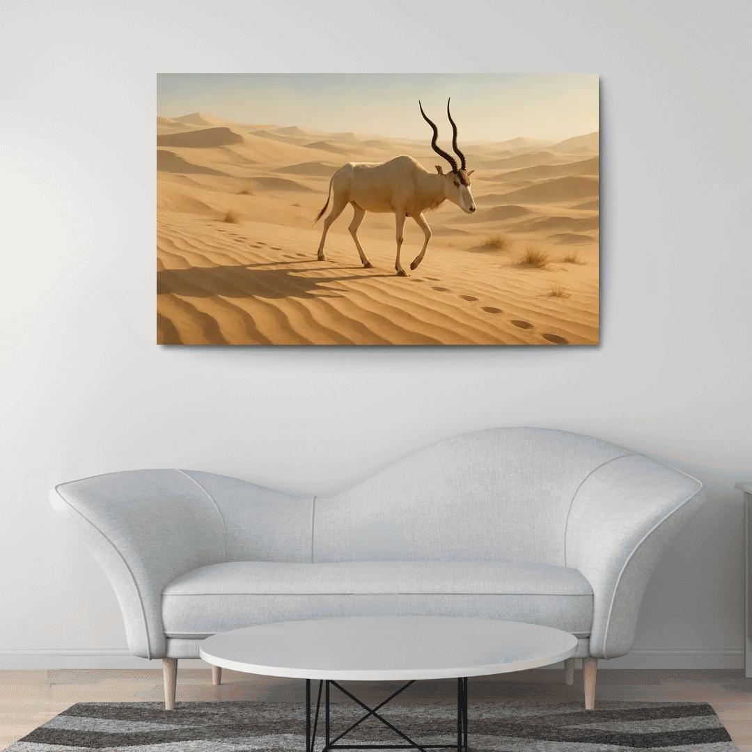 The Saharan Addax Antelope Crossing Wind Carved Dunes wall art
