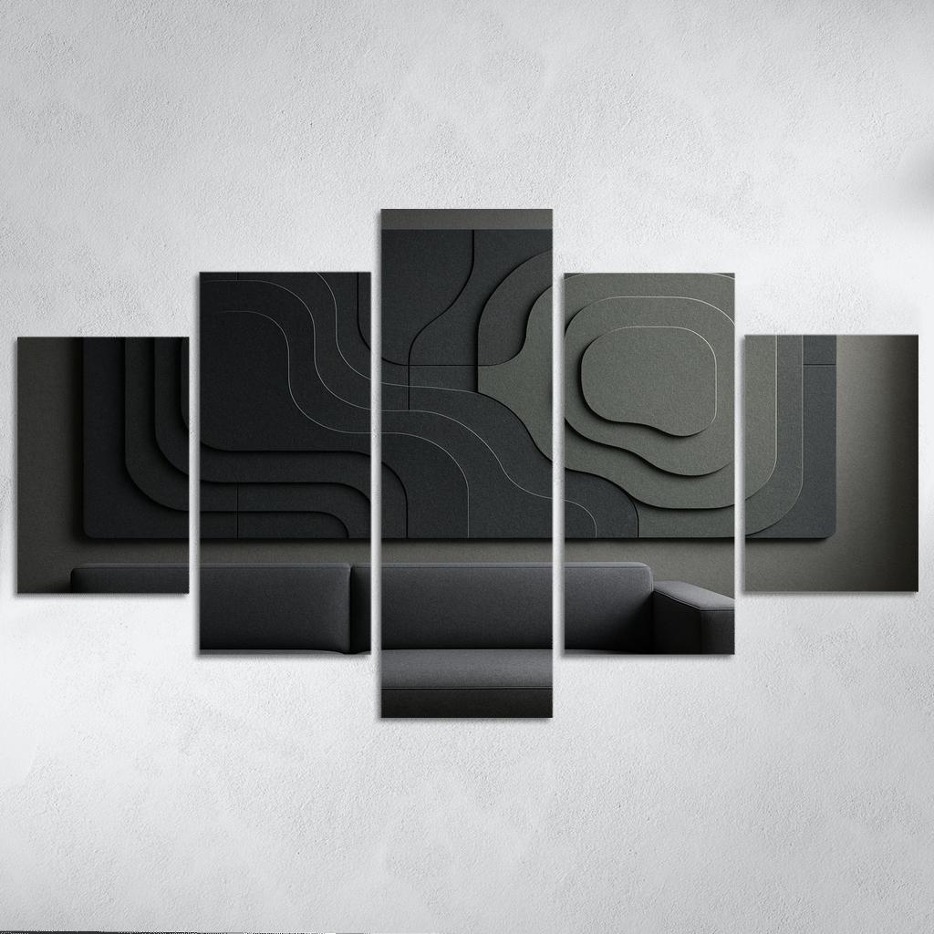 Sculptural Acoustic Felt Wall Panels In Layered Topographic Relief multi-panel paintings