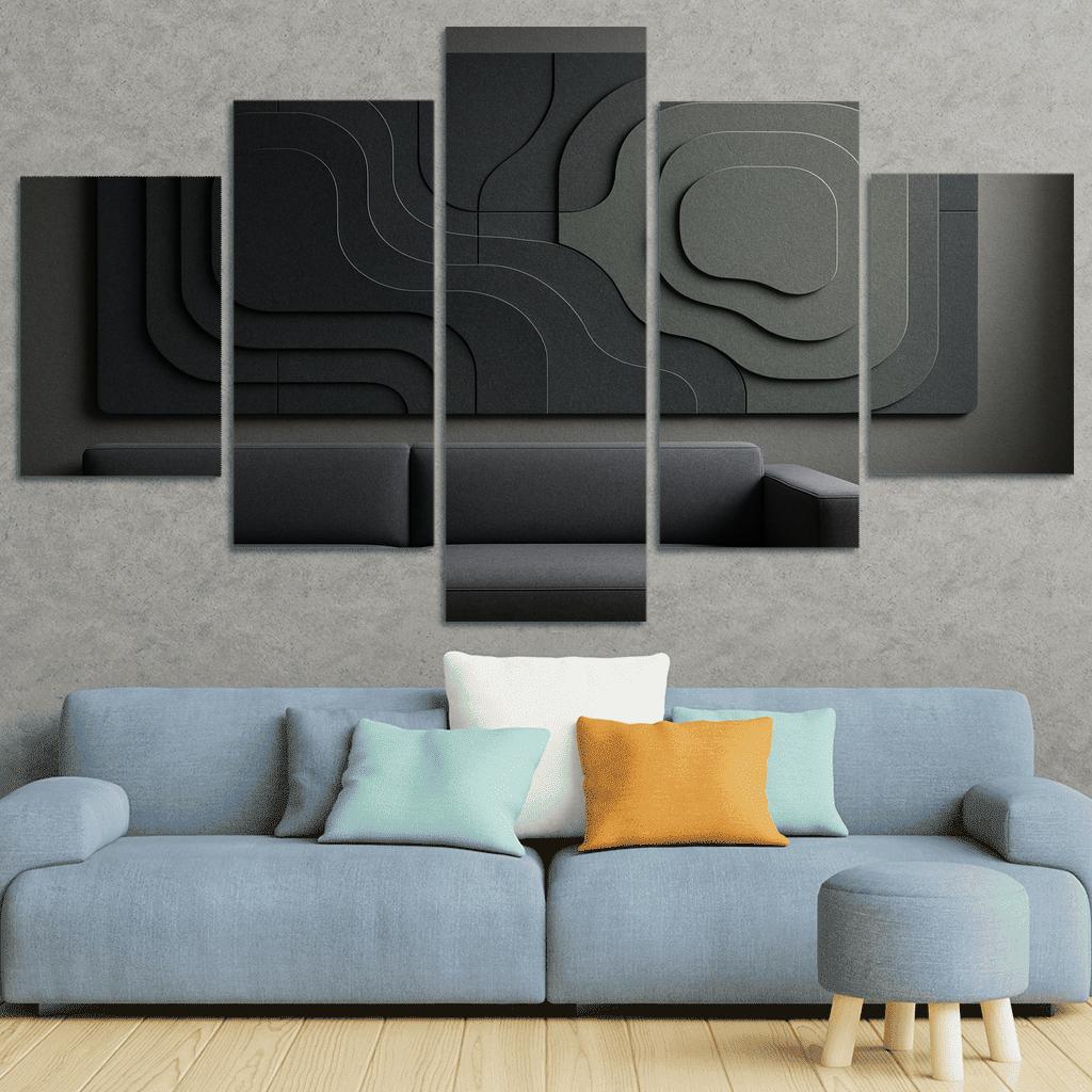 Sculptural Acoustic Felt Wall Panels In Layered Topographic Relief multi-panel paintings