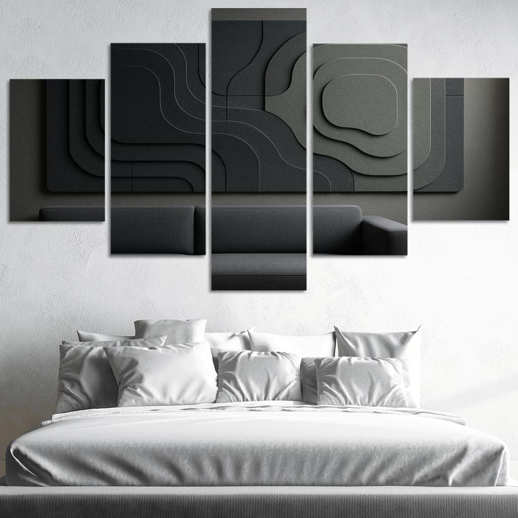 Sculptural Acoustic Felt Wall Panels In Layered Topographic Relief multi-panel paintings