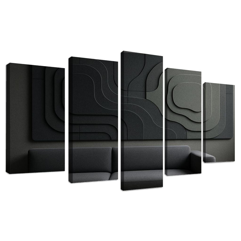 Sculptural Acoustic Felt Wall Panels In Layered Topographic Relief multi-panel paintings