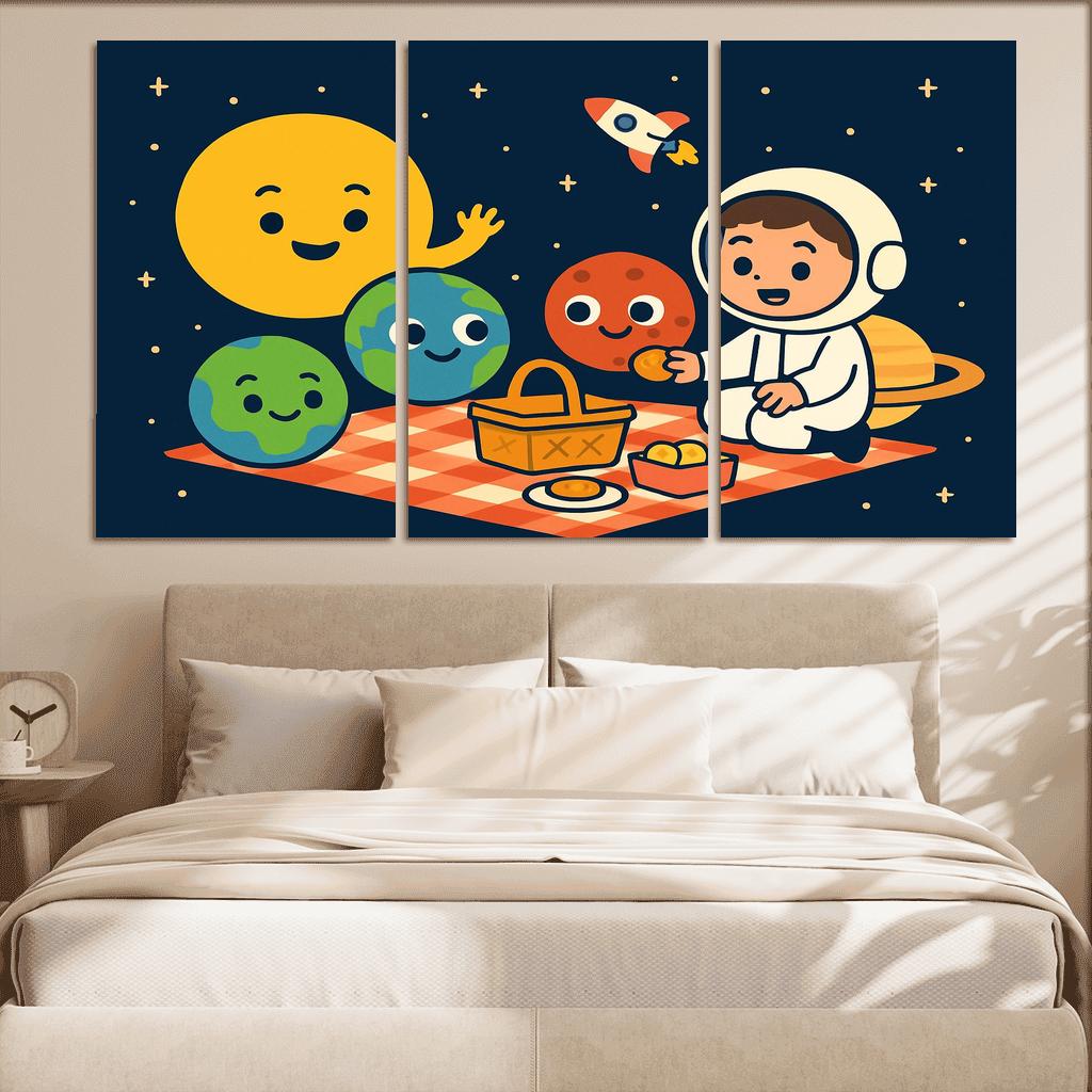 Solar System Picnic With Planet Friends custom paintings frame