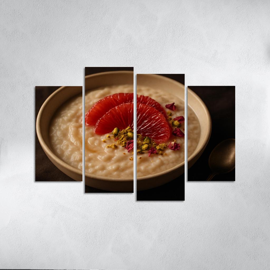 Rose Cardamom Rice Pudding With Pistachio Crunch And Blood Orange premium artwork frames