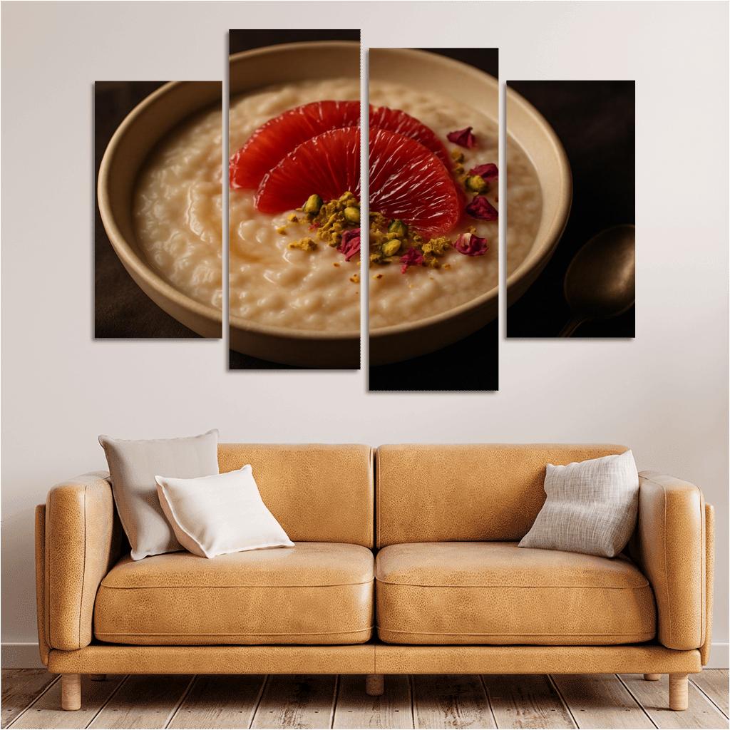 Rose Cardamom Rice Pudding With Pistachio Crunch And Blood Orange premium artwork frames