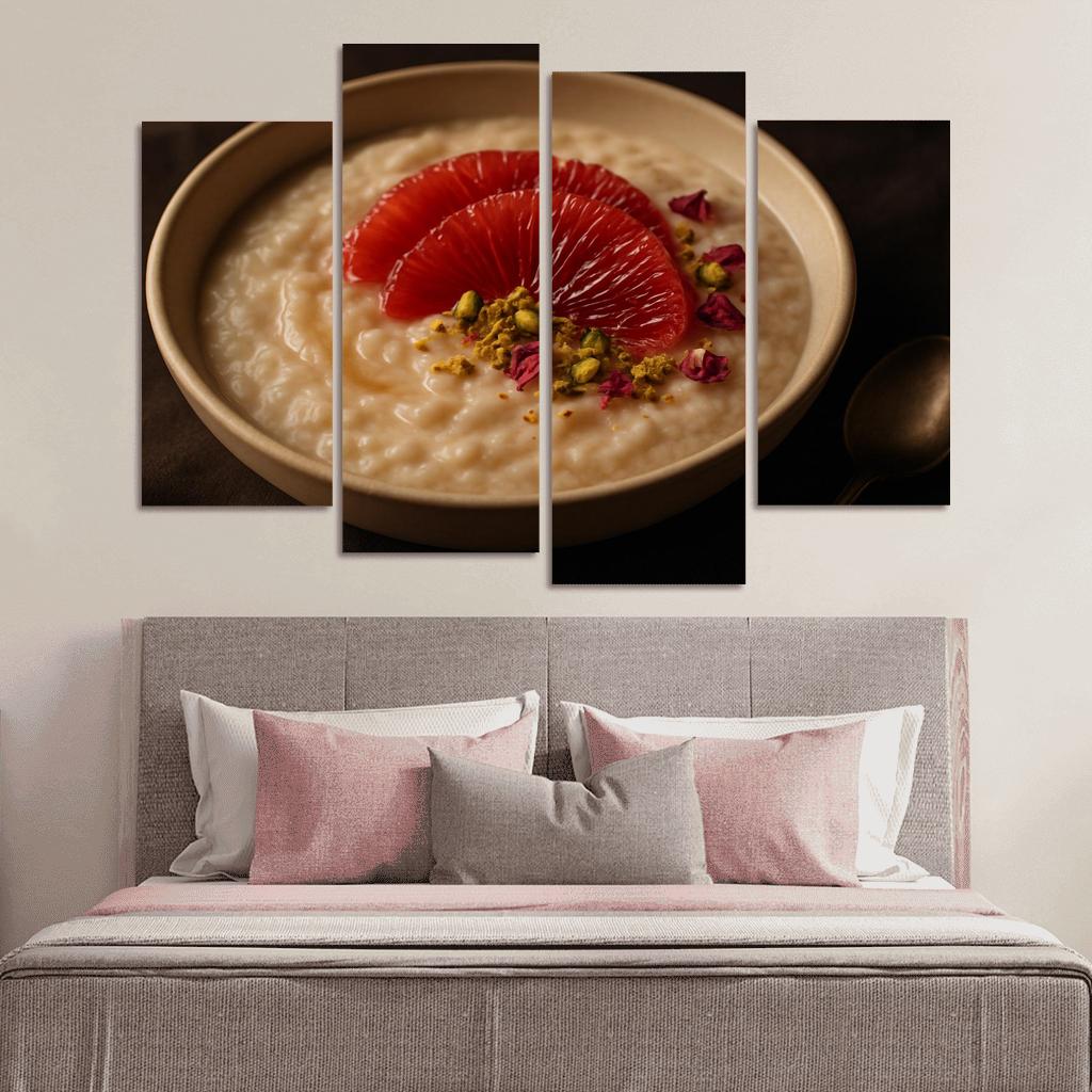 Rose Cardamom Rice Pudding With Pistachio Crunch And Blood Orange premium artwork frames