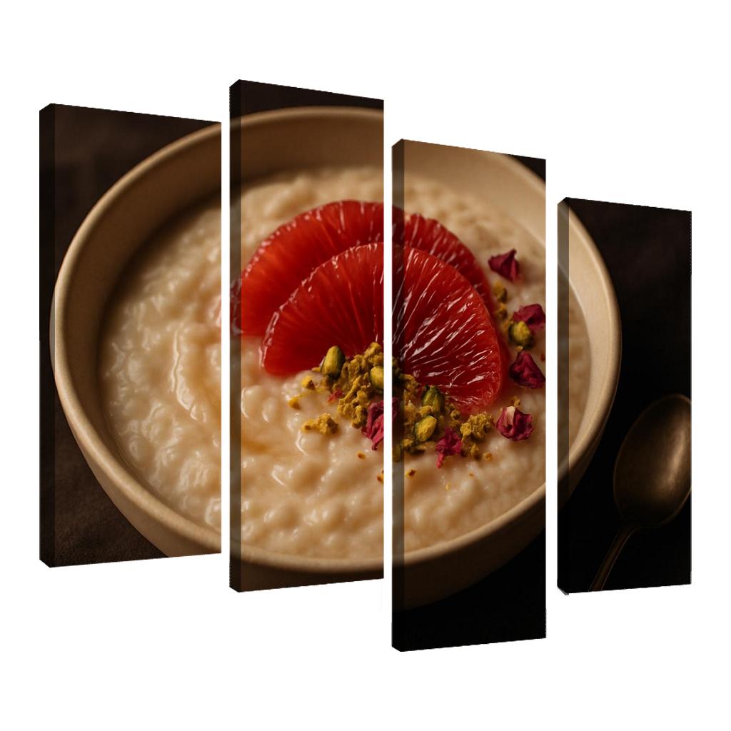 Rose Cardamom Rice Pudding With Pistachio Crunch And Blood Orange premium artwork frames