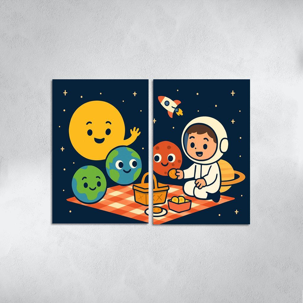 Solar System Picnic With Planet Friends custom paintings frame