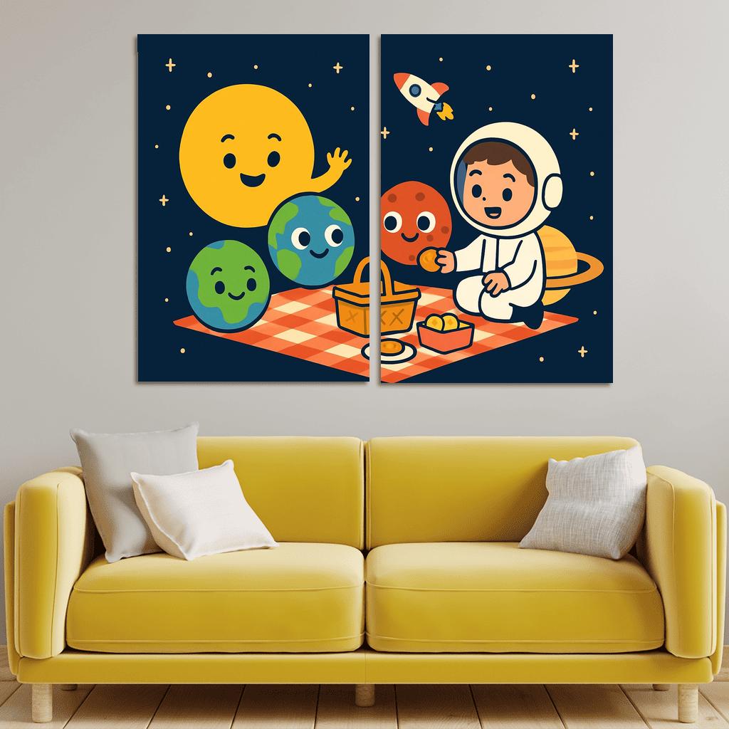 Solar System Picnic With Planet Friends custom paintings frame